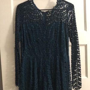 Charlotte Russe Dark Blue Lace Romper Large